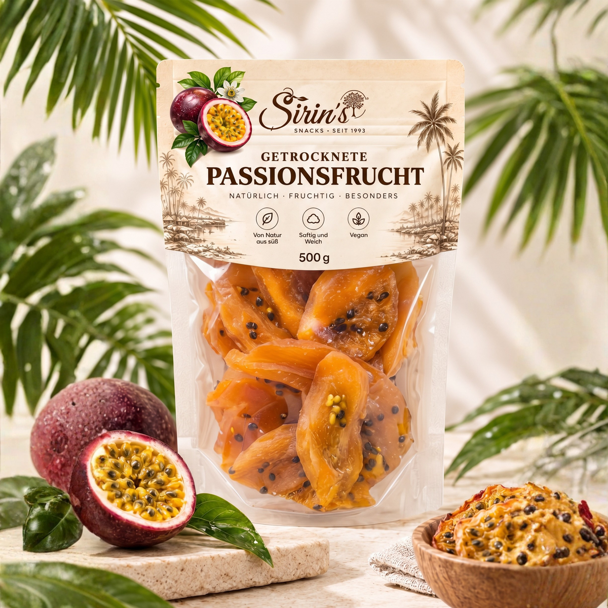 Getrocknete Passionsfrucht Purple Passion Fruit Große Packung 500gr