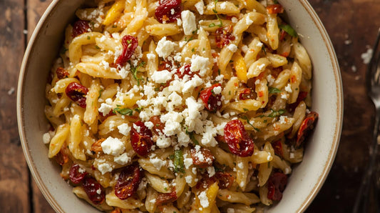 Zitroniges Orzo mit getrocknetem Gemüse &amp; Feta