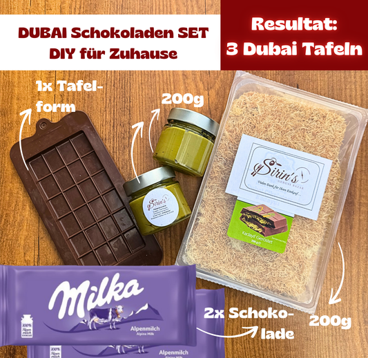 DUBAI Schokoladen SET DIY für Zuhause für 3 Tafeln je 200gr