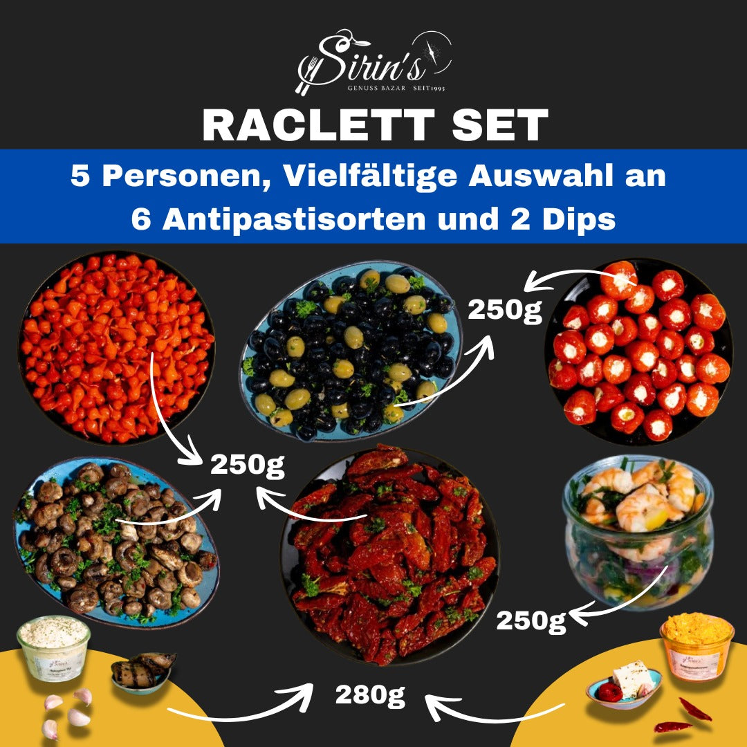 Raclette Antipasti Set mit 8 Bestseller Produkten von uns