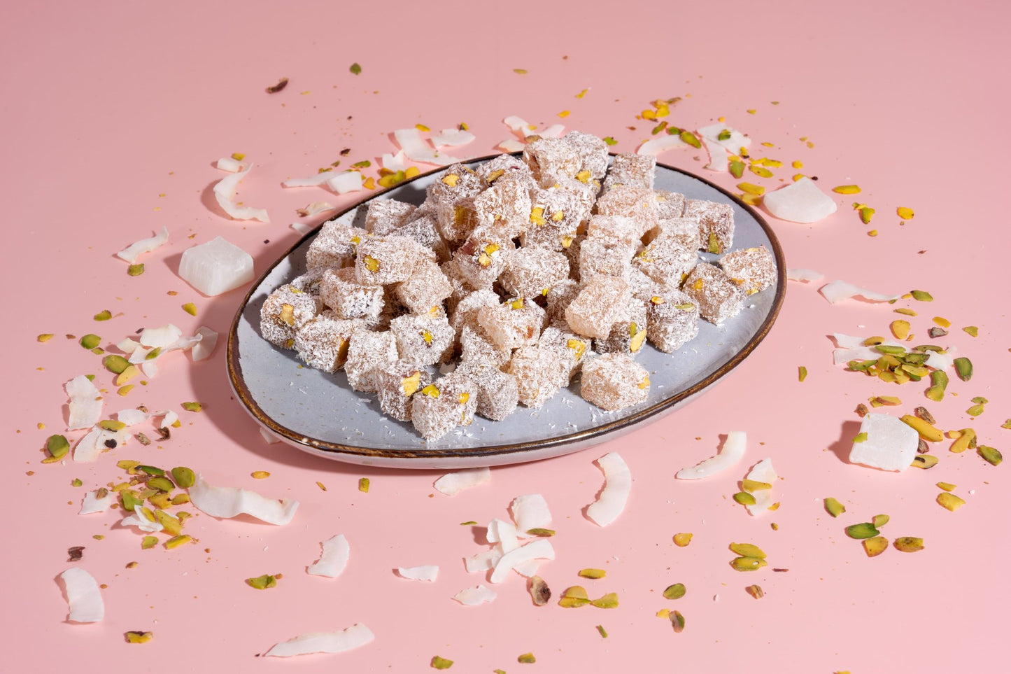 Turkish Delight Lokum mit Pistazien und Kokosnuss (doppel geröstet)